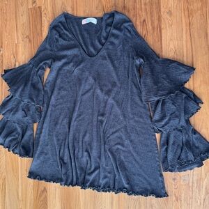 Free People FP Beach Swim Coverup Women’s Medium Grey Tiered Sleeves